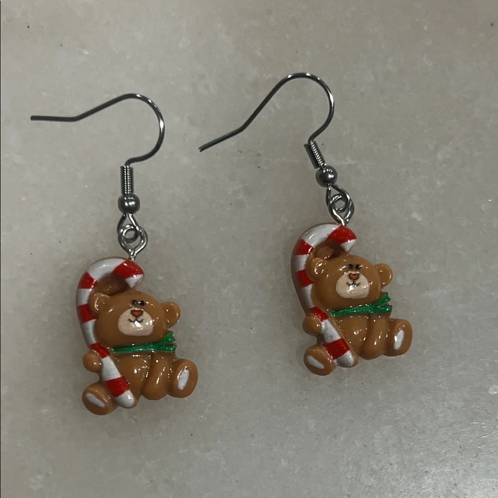 ✨ 5 for $30 Earring Bar ✨ Adorable Holiday Bear Earrings with Candy Cane